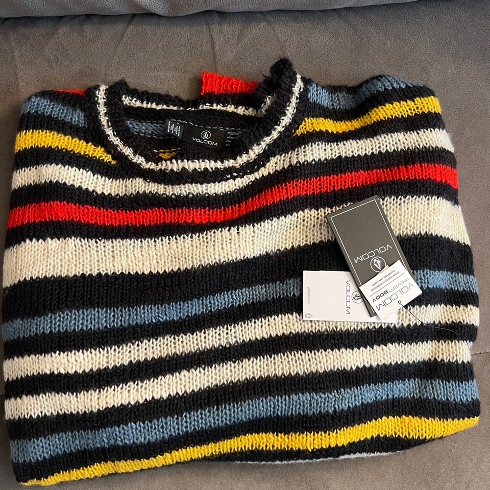 Volcom Men's Colorful Striped Crewneck Sweater